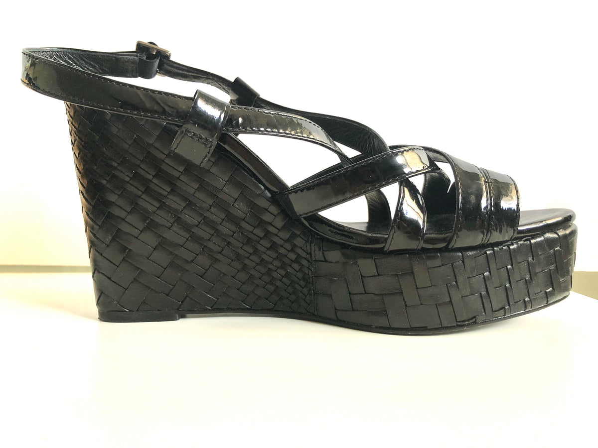 Cole Haan Black Patent Leather Platform Sandals Size 10B US