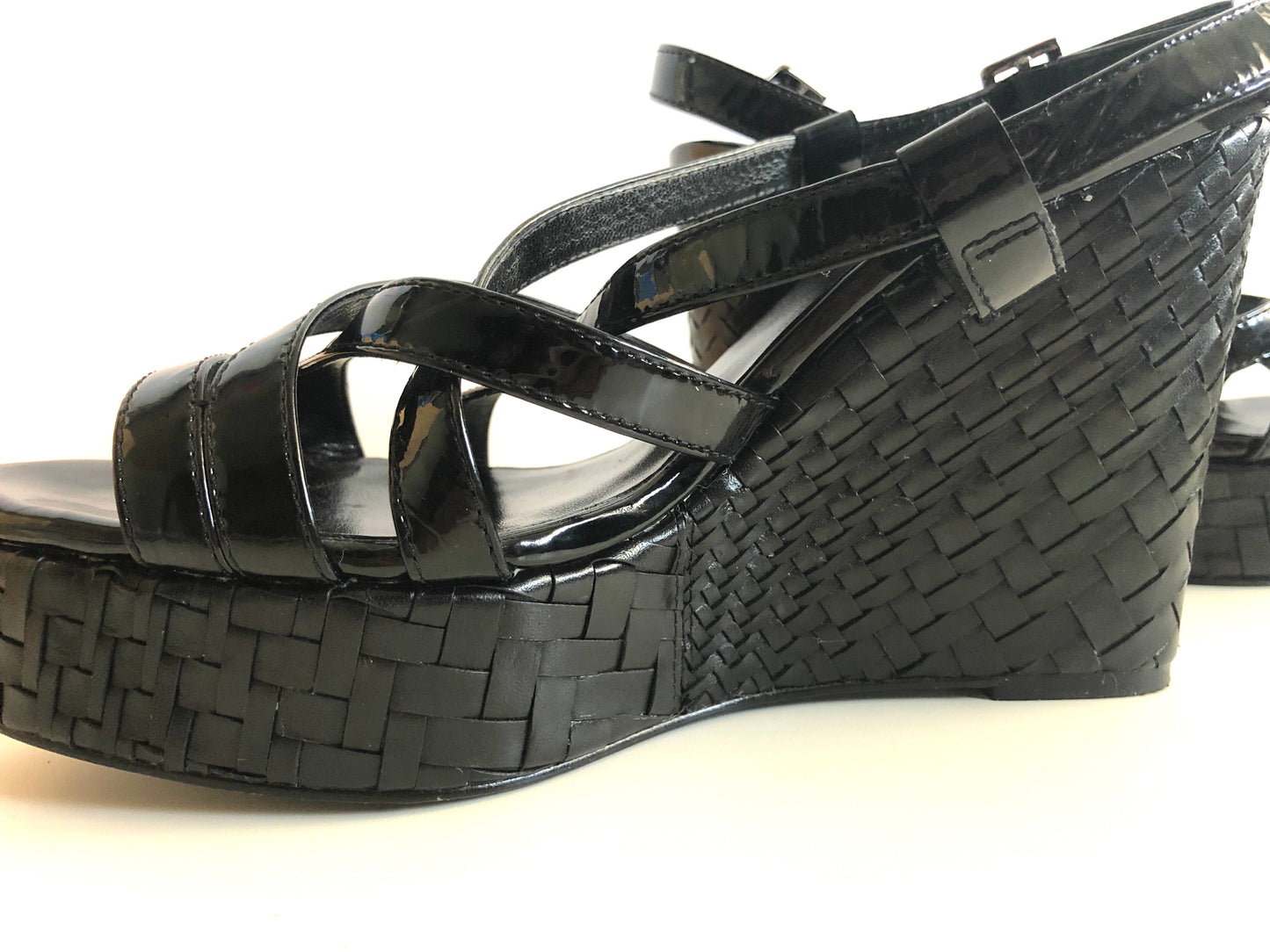 Cole Haan Black Patent Leather Platform Sandals Size 10B US