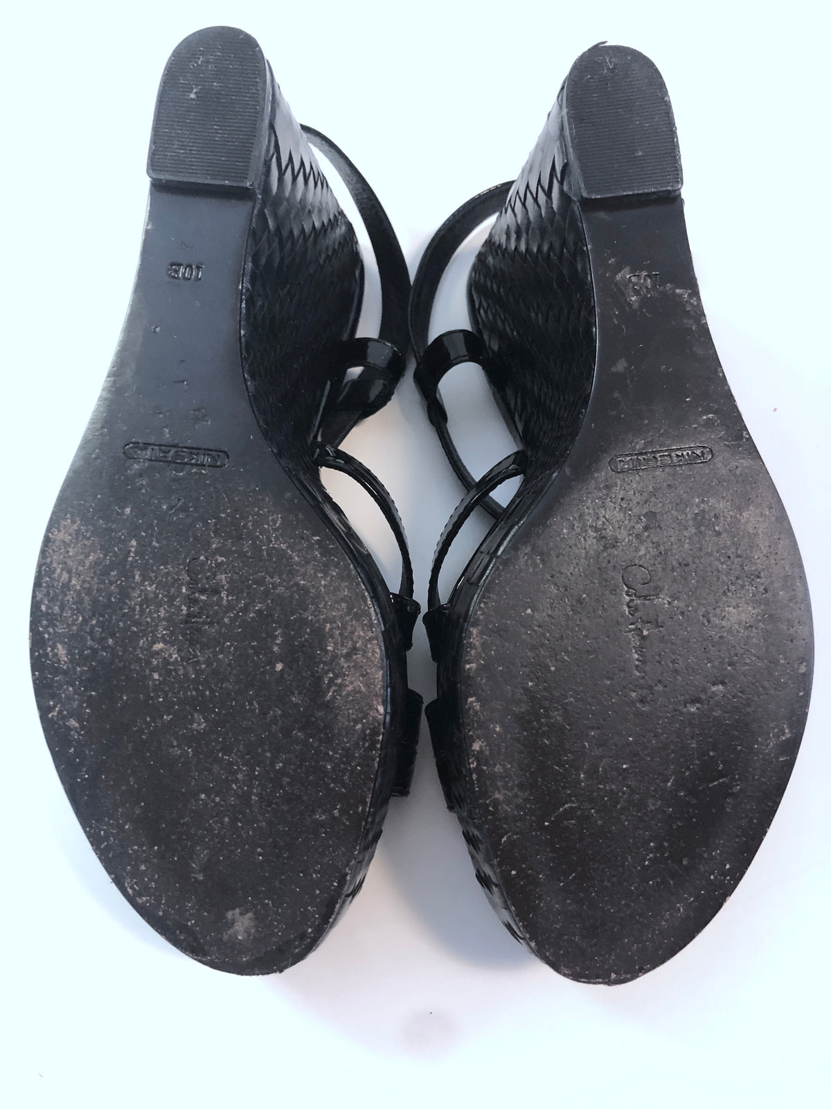 Cole Haan Black Patent Leather Platform Sandals Size 10B US