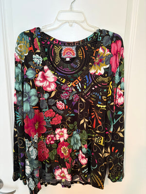 Johnny Was Colorful Geometric Print Shirt Size XXL