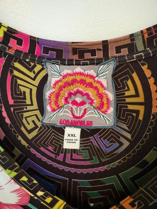 Johnny Was Colorful Geometric Print Shirt Size 2XL
