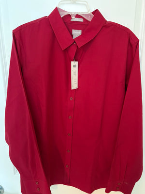 Chico's Holly Red No-Iron CoolMax All Season Button-Up Shirt Size 4 (US XXL/22)