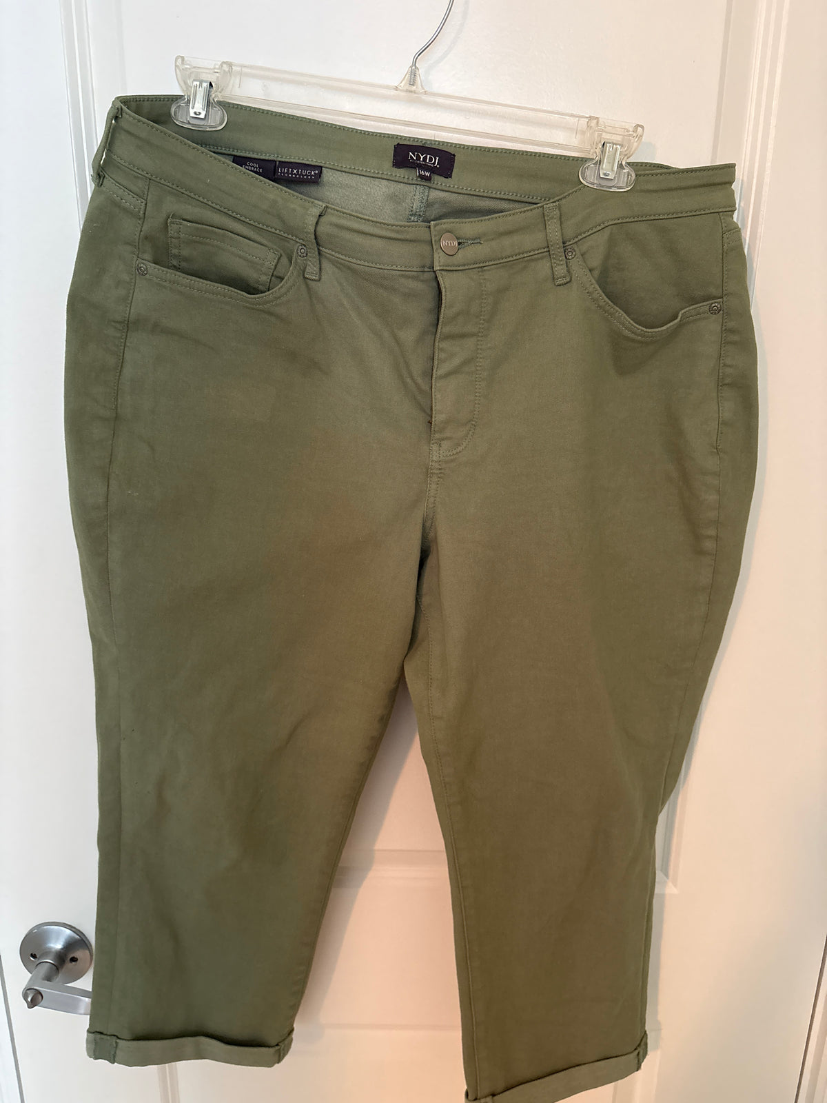 NYDJ Olive Green Capri Pants Women's 16w Stretch Denim