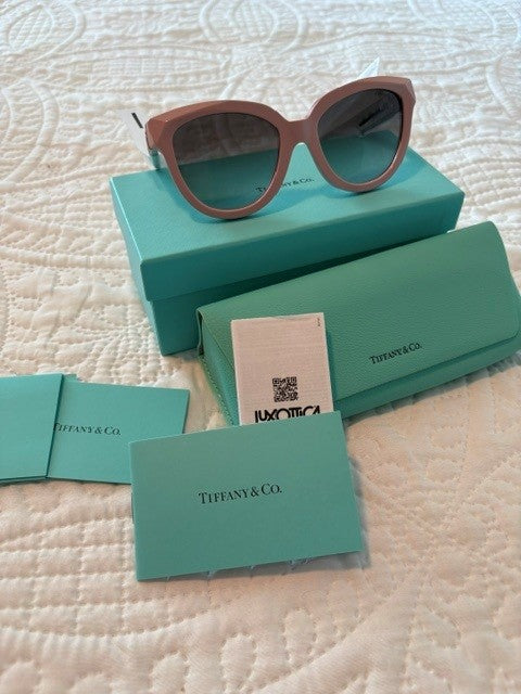 Tiffany & Co. NWT Oversized Rose Pink Frame Sunglasses with Case and Accessories