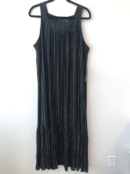 Rachel Roy Size 1X Viscose Blend Black/Gold Striped Maxi Dress NWT