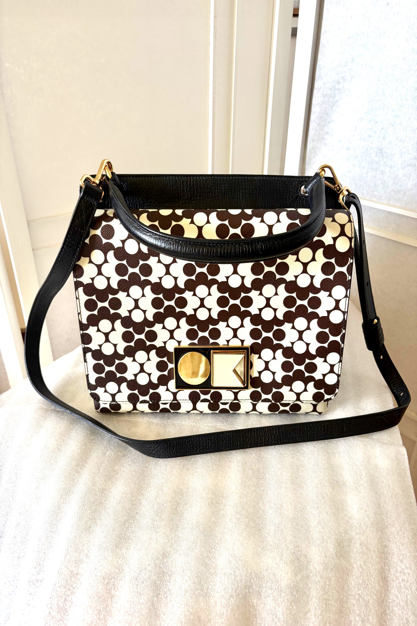 Orla Kiely Tote Bag Brown and White Abstract Flowers