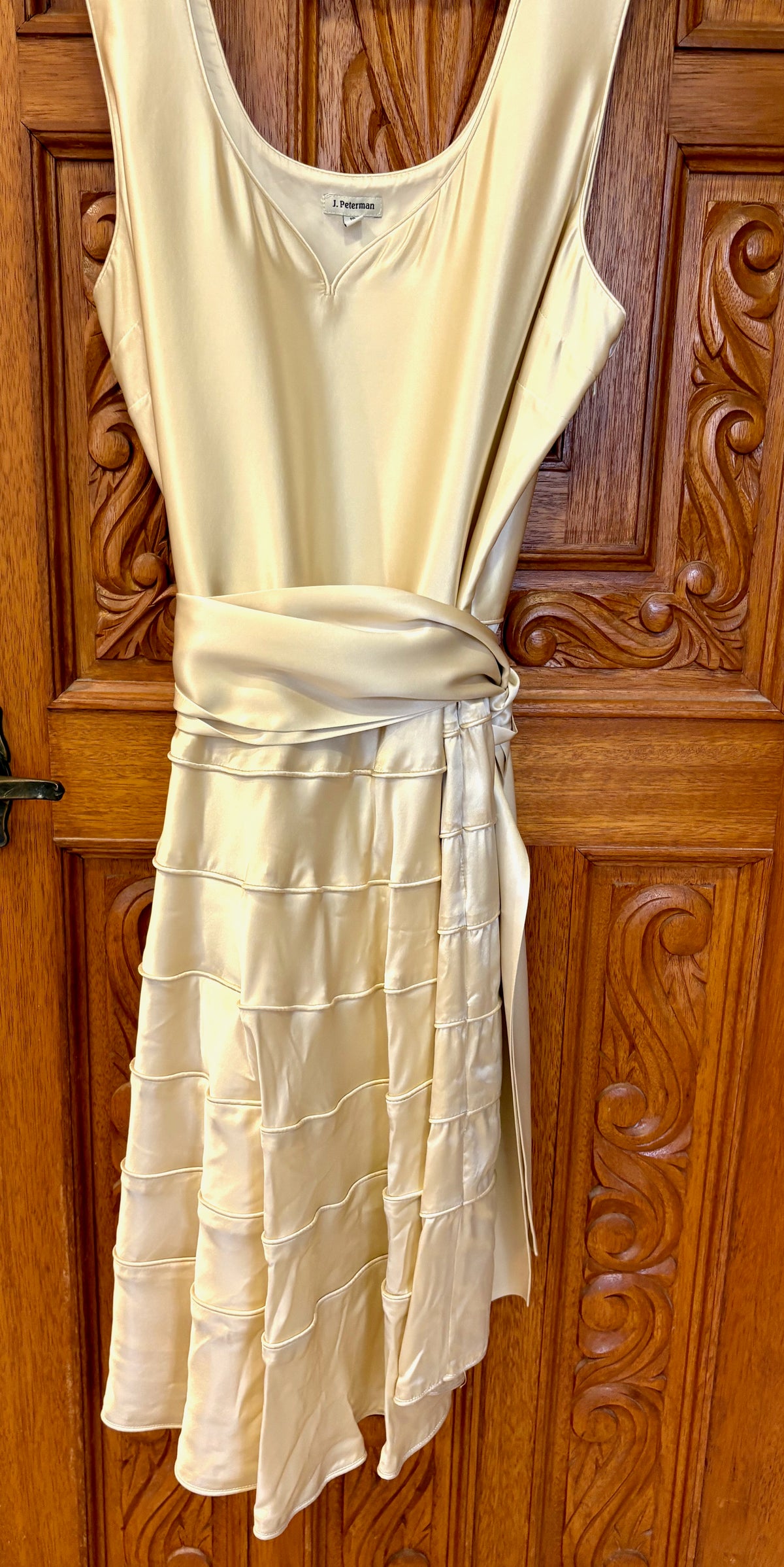 J. Peterman Cream Satin Dress Size 18