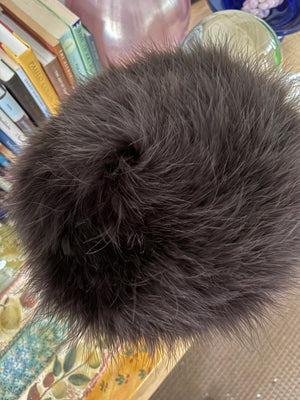 Marzi Brown Maribou Ostrich Feather Beanie Hat