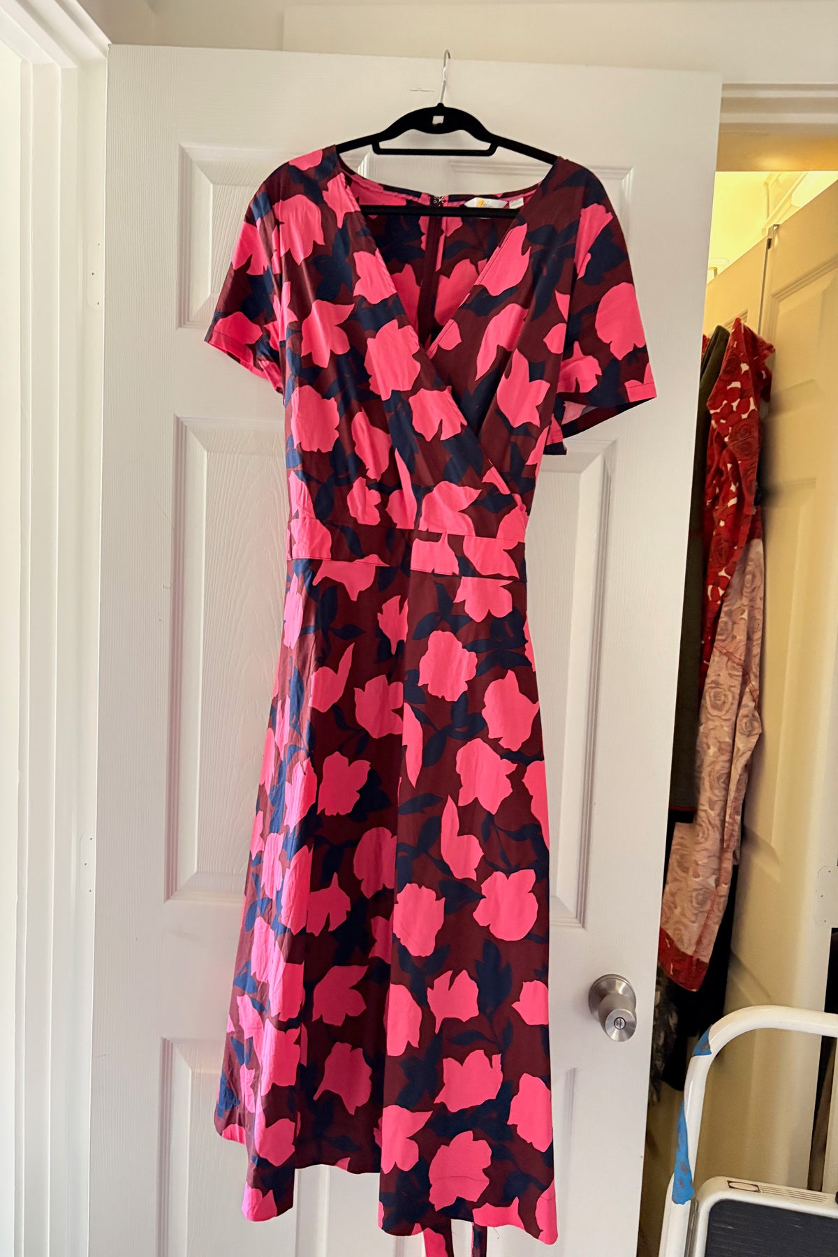 Boden Pink, Blue & Aubergine Wrap Style Dress