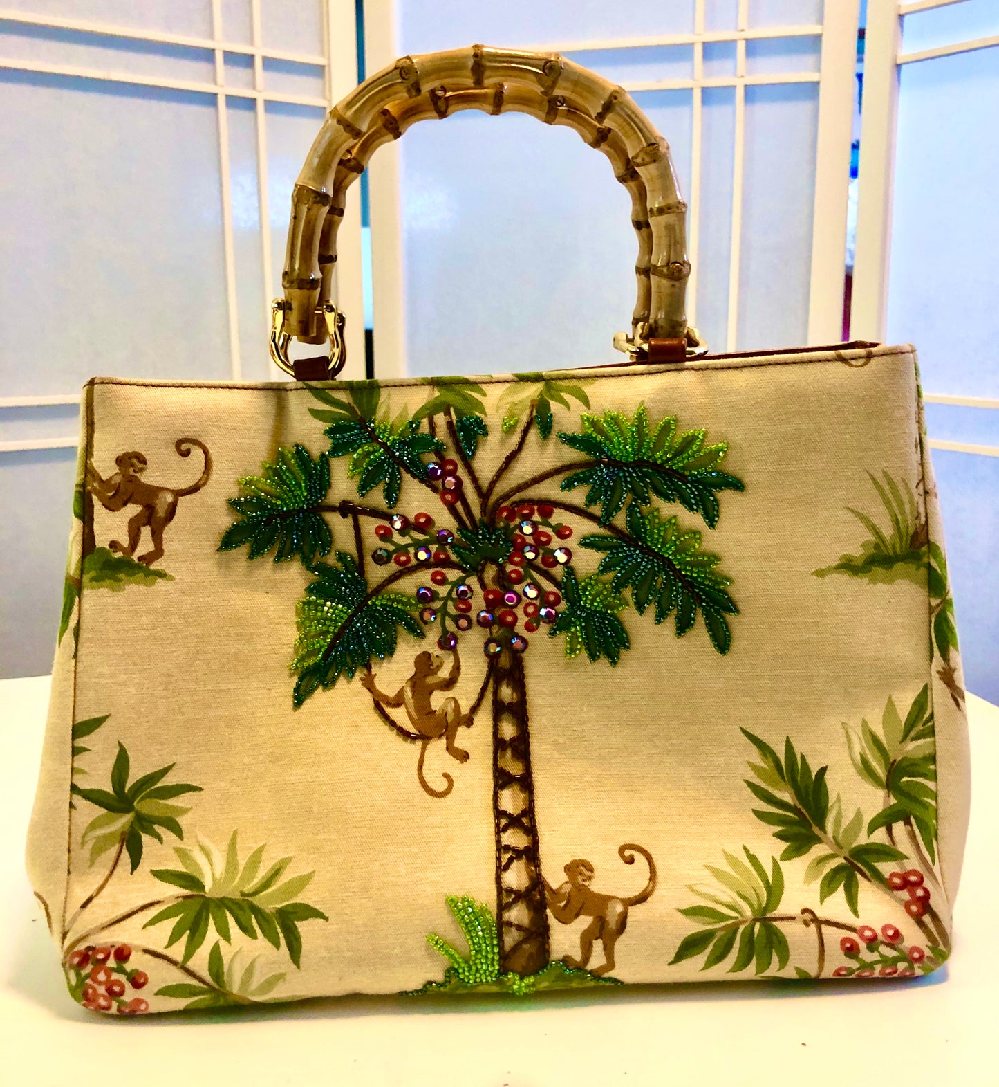 Isabella Fiore Tote Palm Trees & Monkeys
