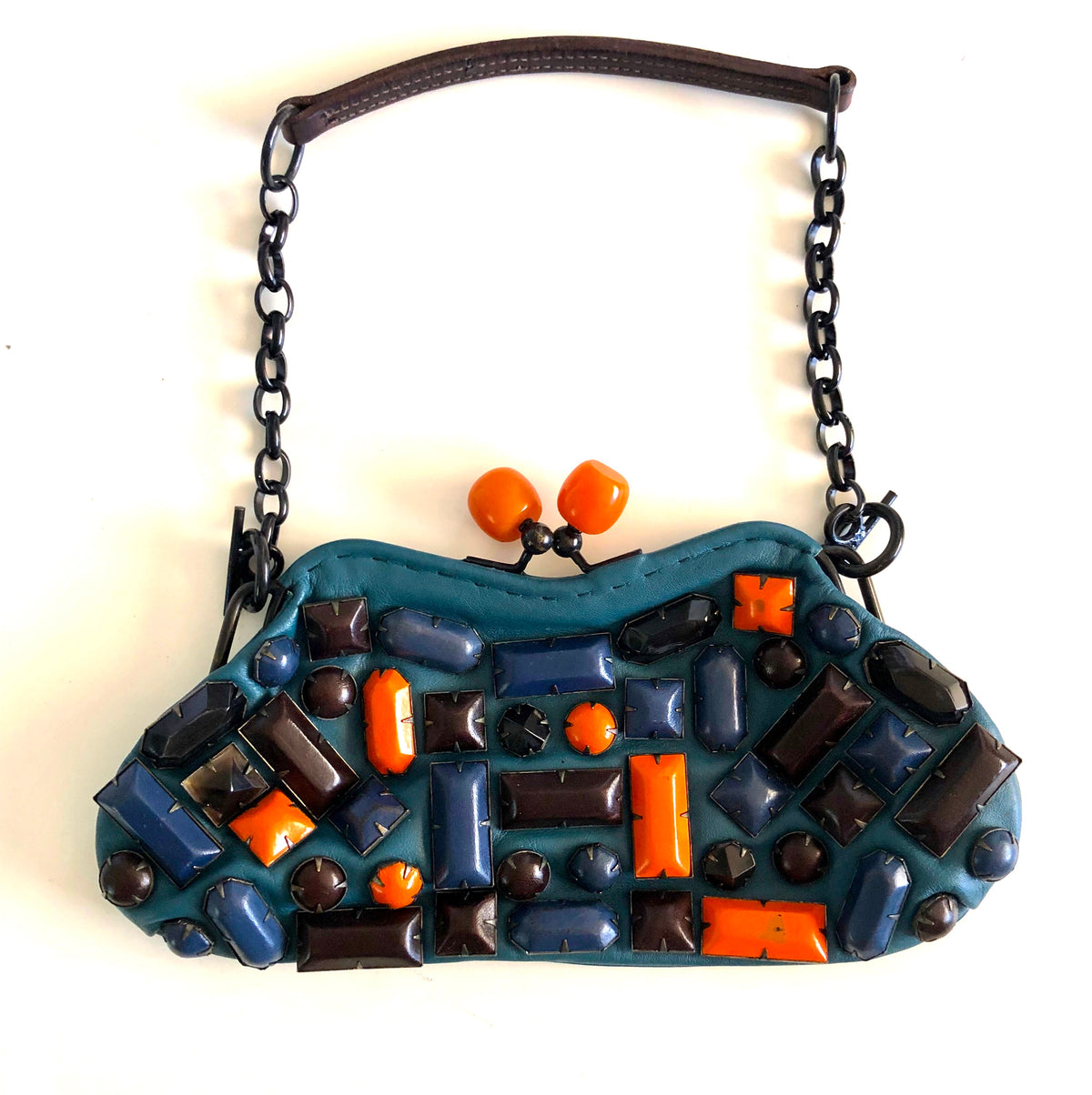 Jamin Puech Handbag with Carnelian Gemstone Clasp & Amazing Details