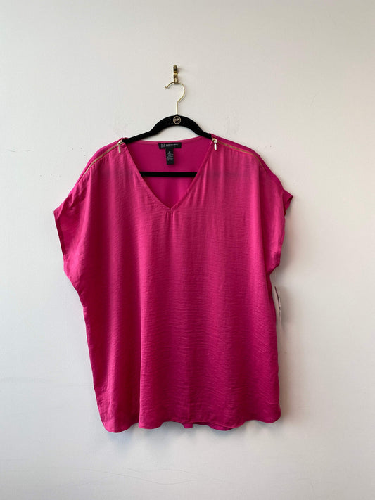 International Concepts 1X Polyester/Rayon Hot Pink Blouse