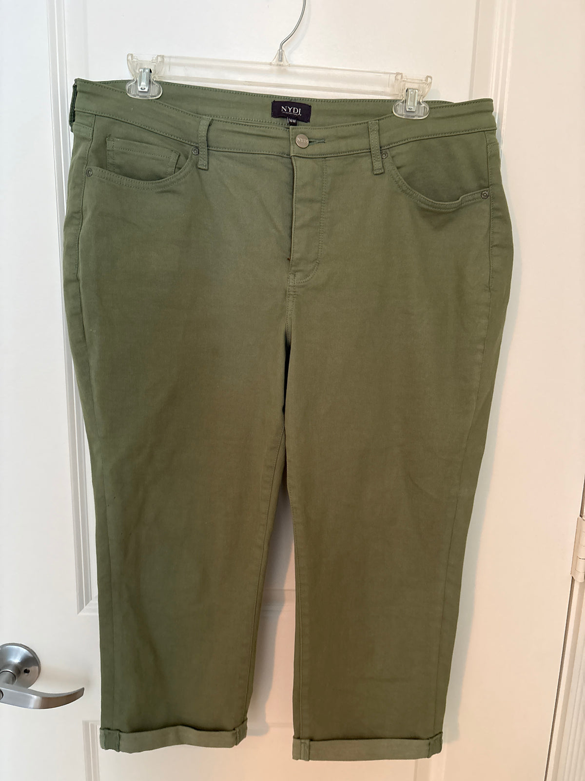 NYDJ Olive Green Capri Pants Women's 16w Stretch Denim